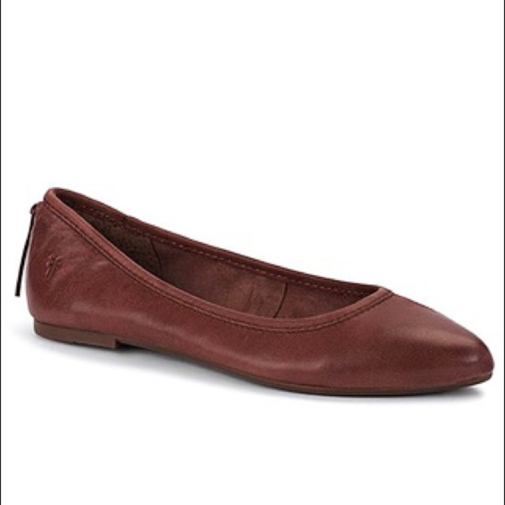 Frye Regina Leather Ballet Flat Cognac